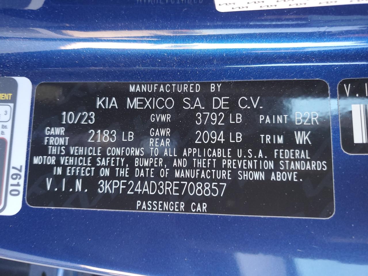 3KPF24AD3RE708857 2024 Kia Forte Lx