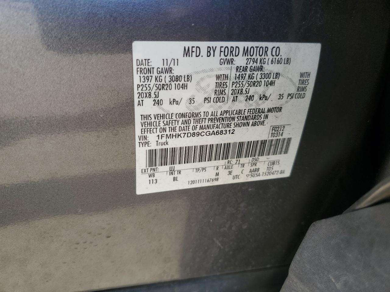 1FMHK7D89CGA68312 2012 Ford Explorer Xlt