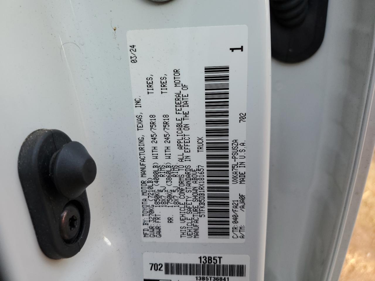 5TFKB5DB1RX181657 2024 Toyota Tundra Crewmax Sr