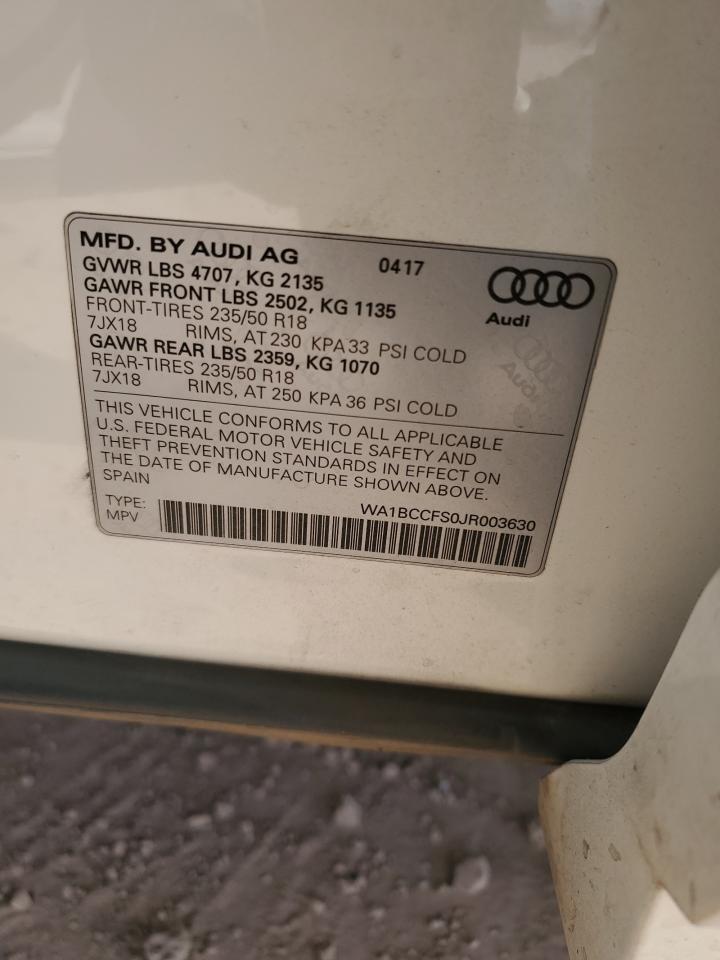 WA1BCCFS0JR003630 2018 Audi Q3 Premium