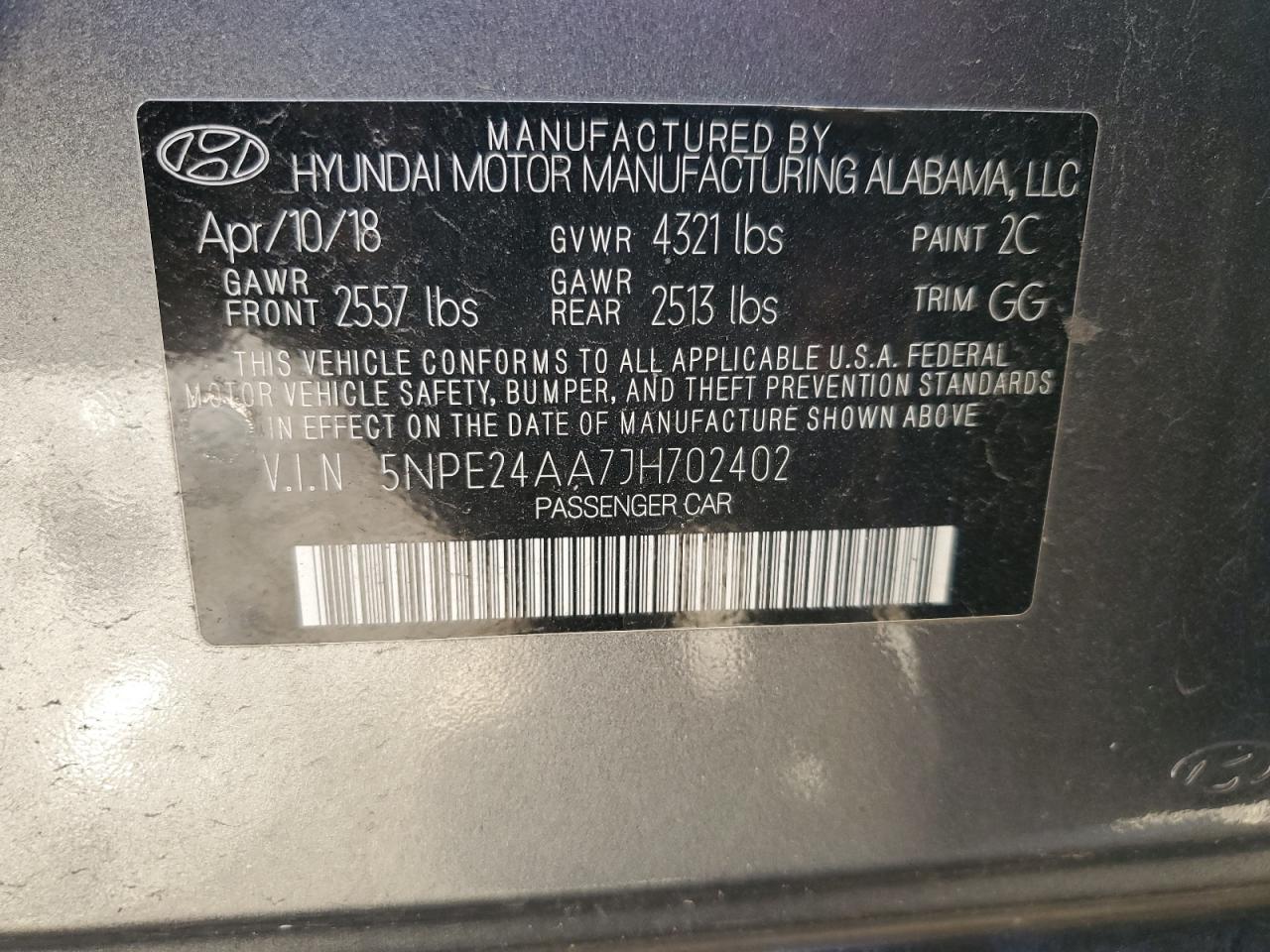 5NPE24AA7JH702402 2018 Hyundai Sonata Eco