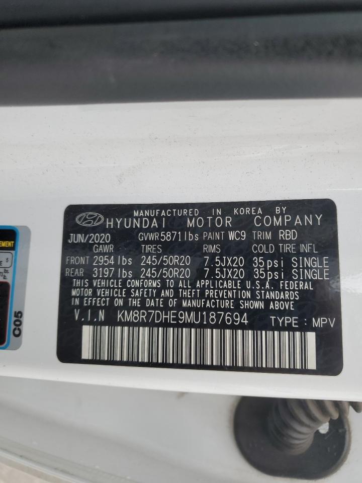 KM8R7DHE9MU187694 2021 Hyundai Palisade Calligraphy