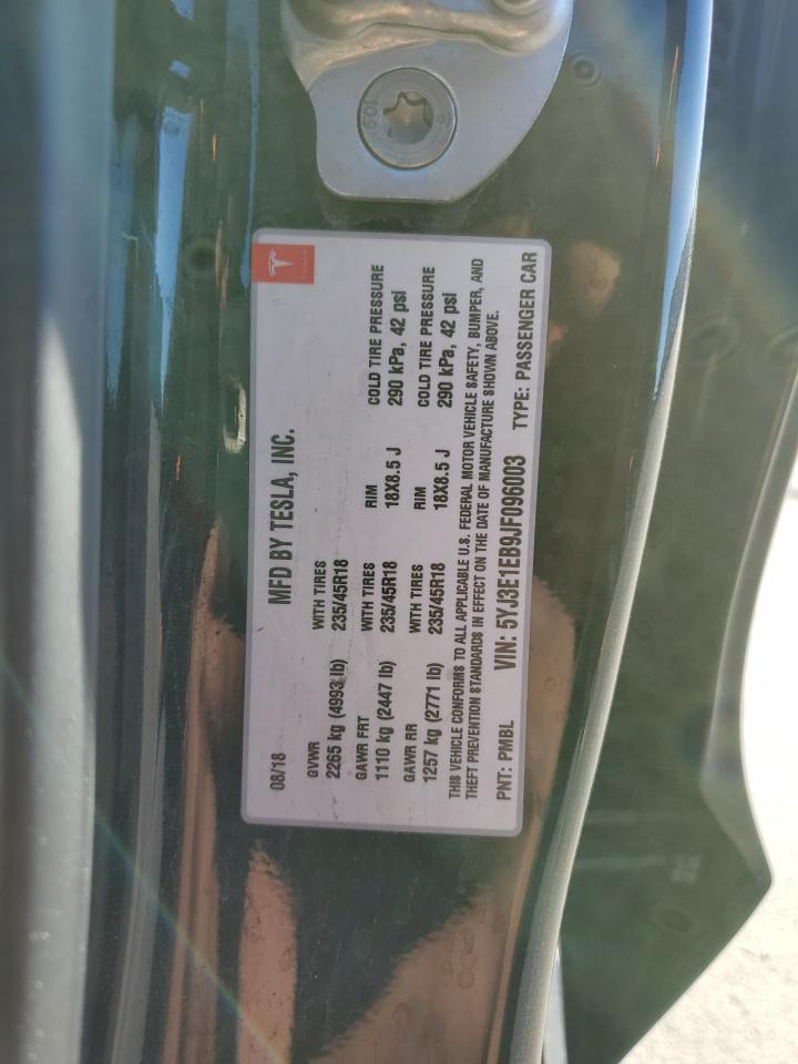 5YJ3E1EB9JF096003 2018 Tesla Model 3