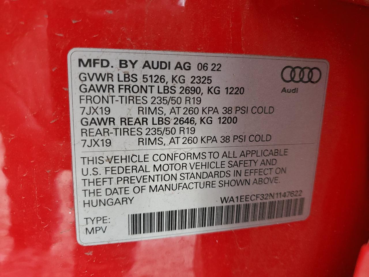 2022 Audi Q3 Premium Plus S Line 45 VIN: WA1EECF32N1147622 Lot: 42111635