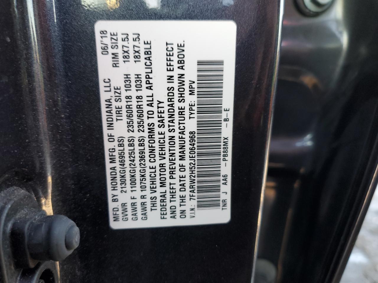 7FARW2H52JE064968 2018 Honda Cr-V Ex