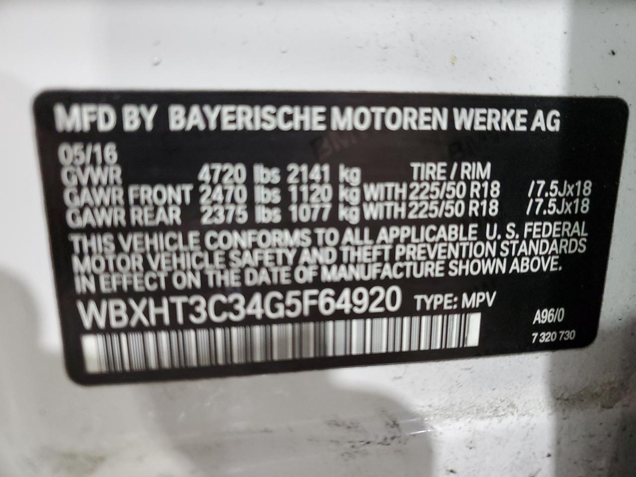 2016 BMW X1 xDrive28I VIN: WBXHT3C34G5F64920 Lot: 88962845