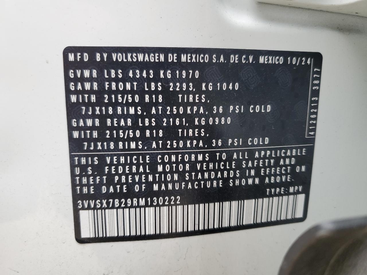 3VVSX7B29RM130222 2024 Volkswagen Taos Se