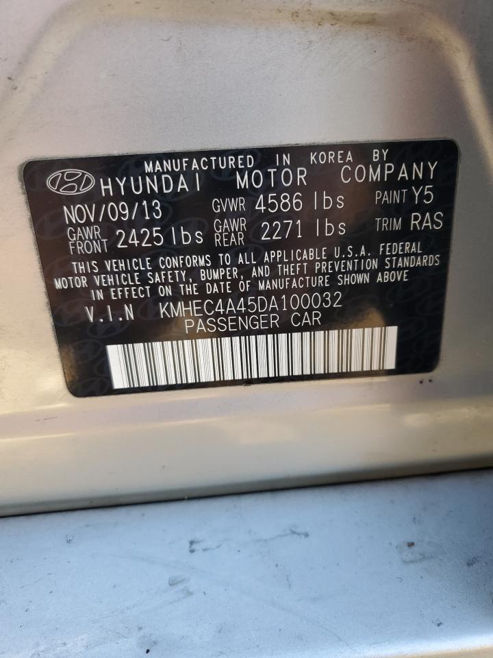 2013 Hyundai Sonata Hybrid VIN: KMHEC4A45DA100032 Lot: 46705995