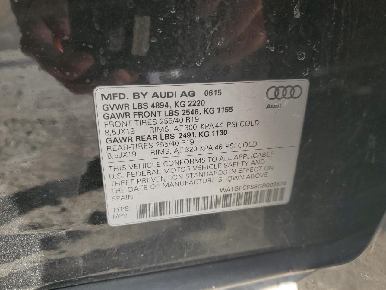 WA1GFCFS8GR003574 2016 Audi Q3 Prestige