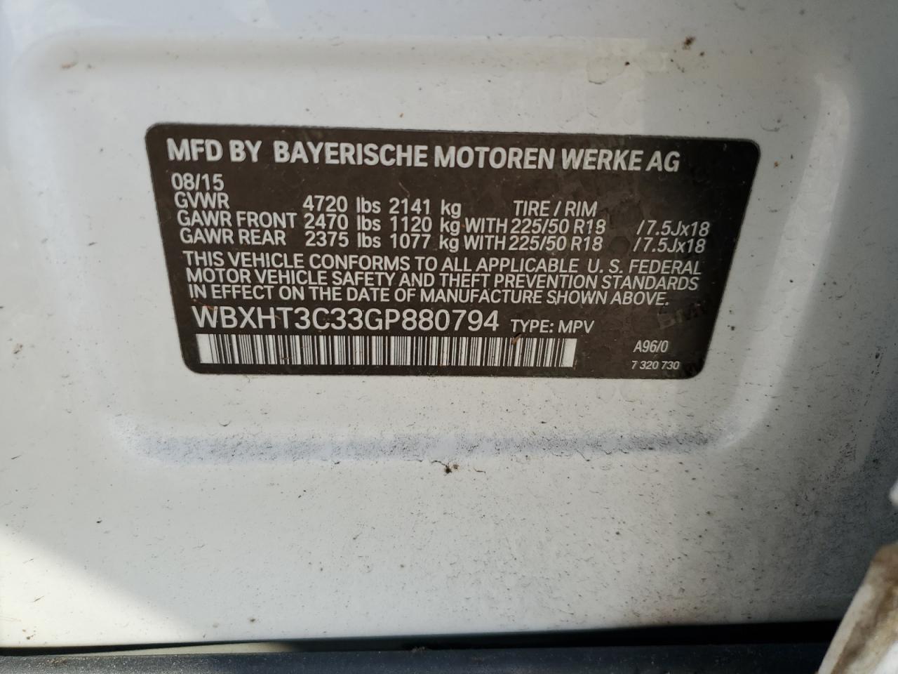 WBXHT3C33GP880794 2016 BMW X1 xDrive28I