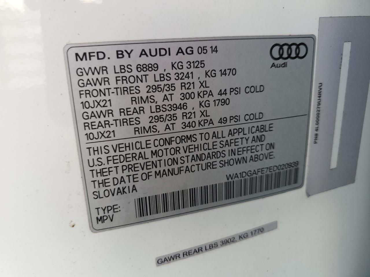 WA1DGAFE7ED020939 2014 Audi Q7 Prestige