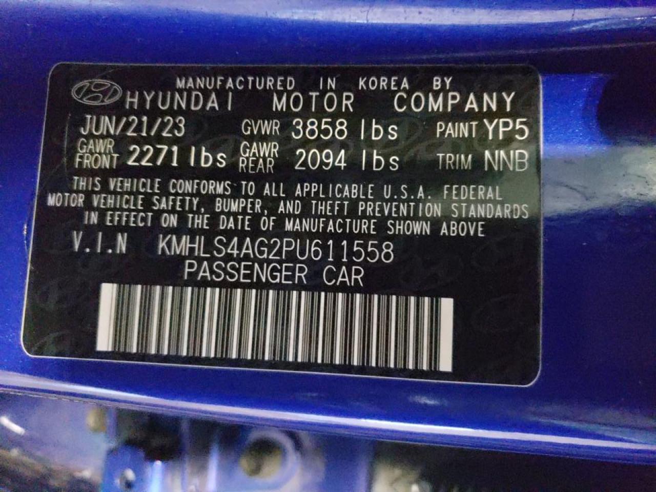 2023 Hyundai Elantra Sel VIN: KMHLS4AG2PU611558 Lot: 45027525