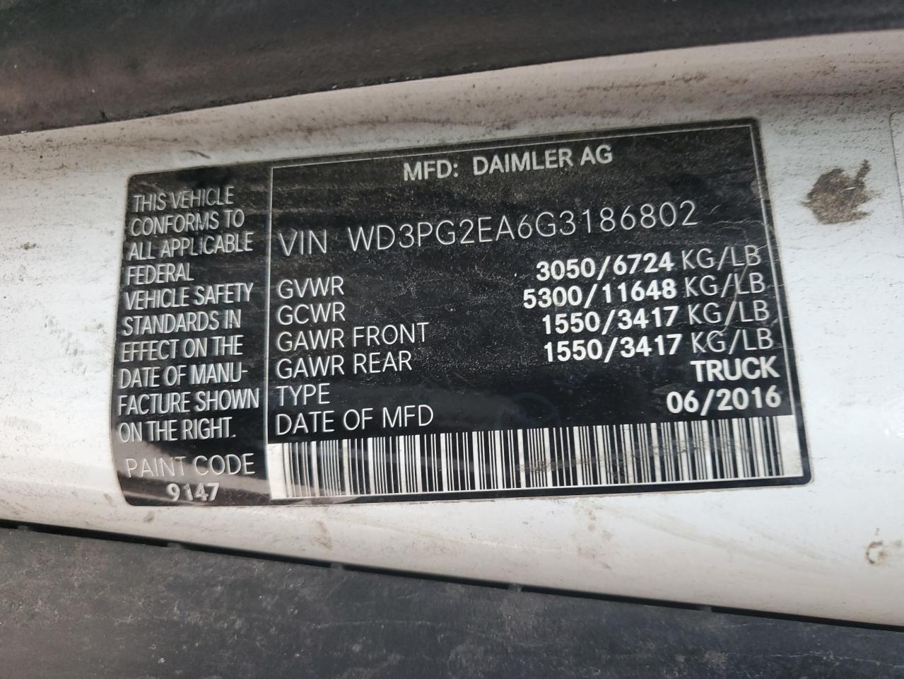 WD3PG2EA6G3186802 2016 Mercedes-Benz Metris