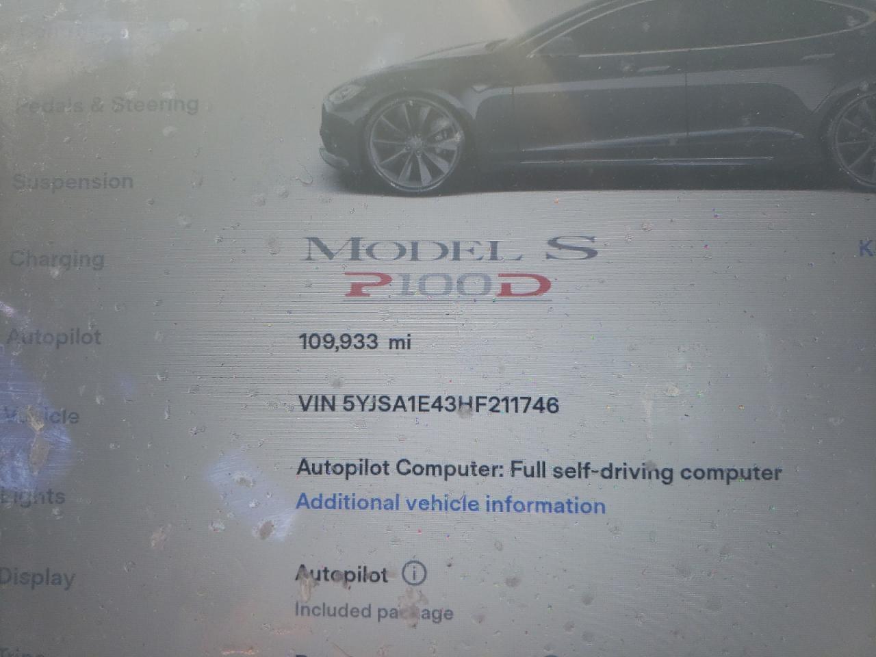 2017 Tesla Model S VIN: 5YJSA1E43HF211746 Lot: 44596385