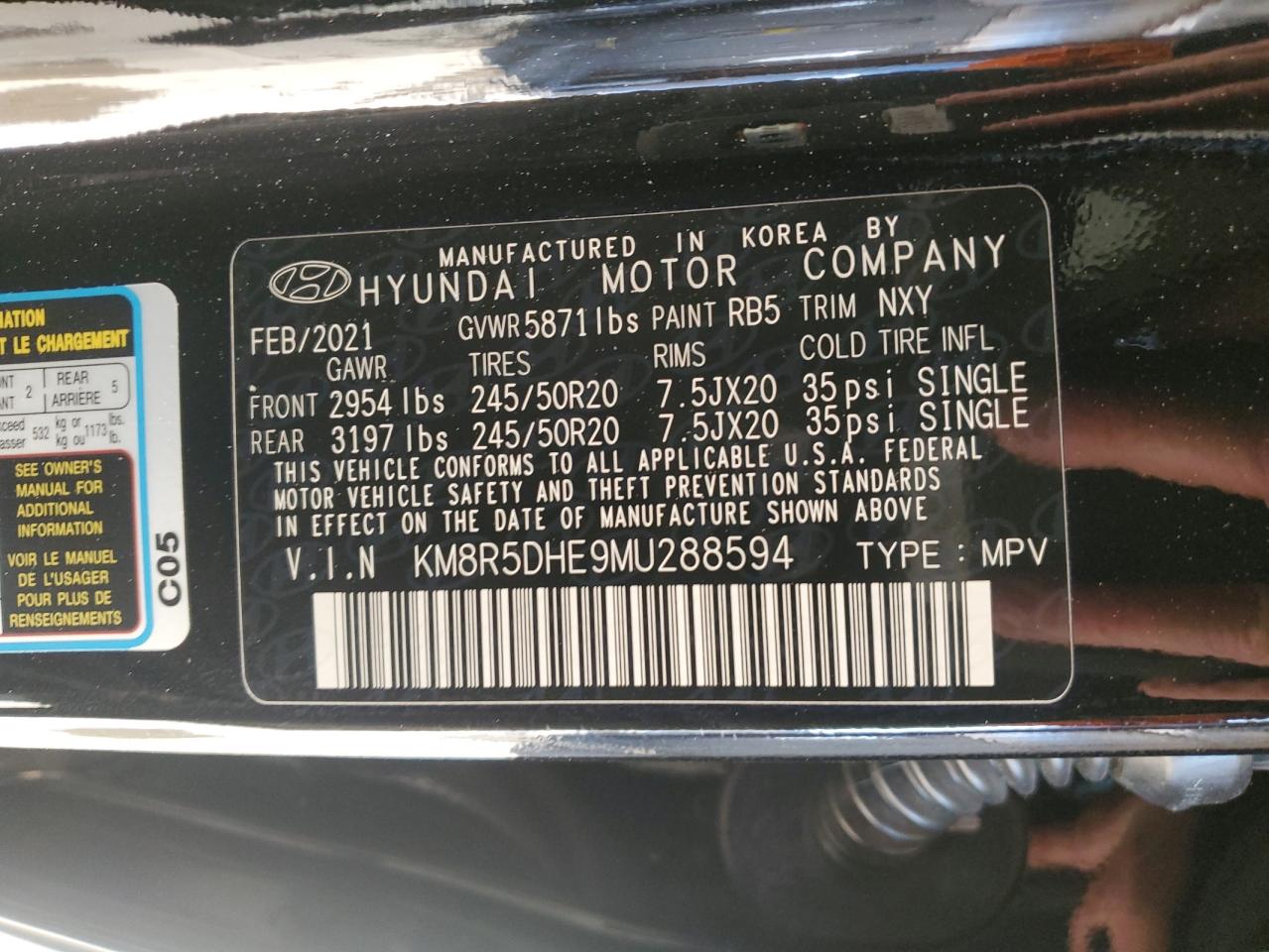 2021 Hyundai Palisade Limited VIN: KM8R5DHE9MU288594 Lot: 44530815