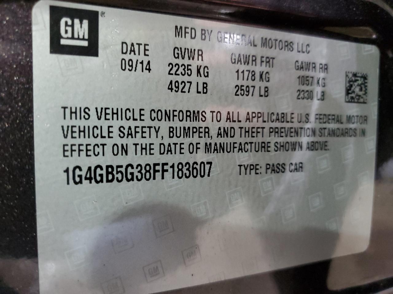 1G4GB5G38FF183607 2015 Buick Lacrosse