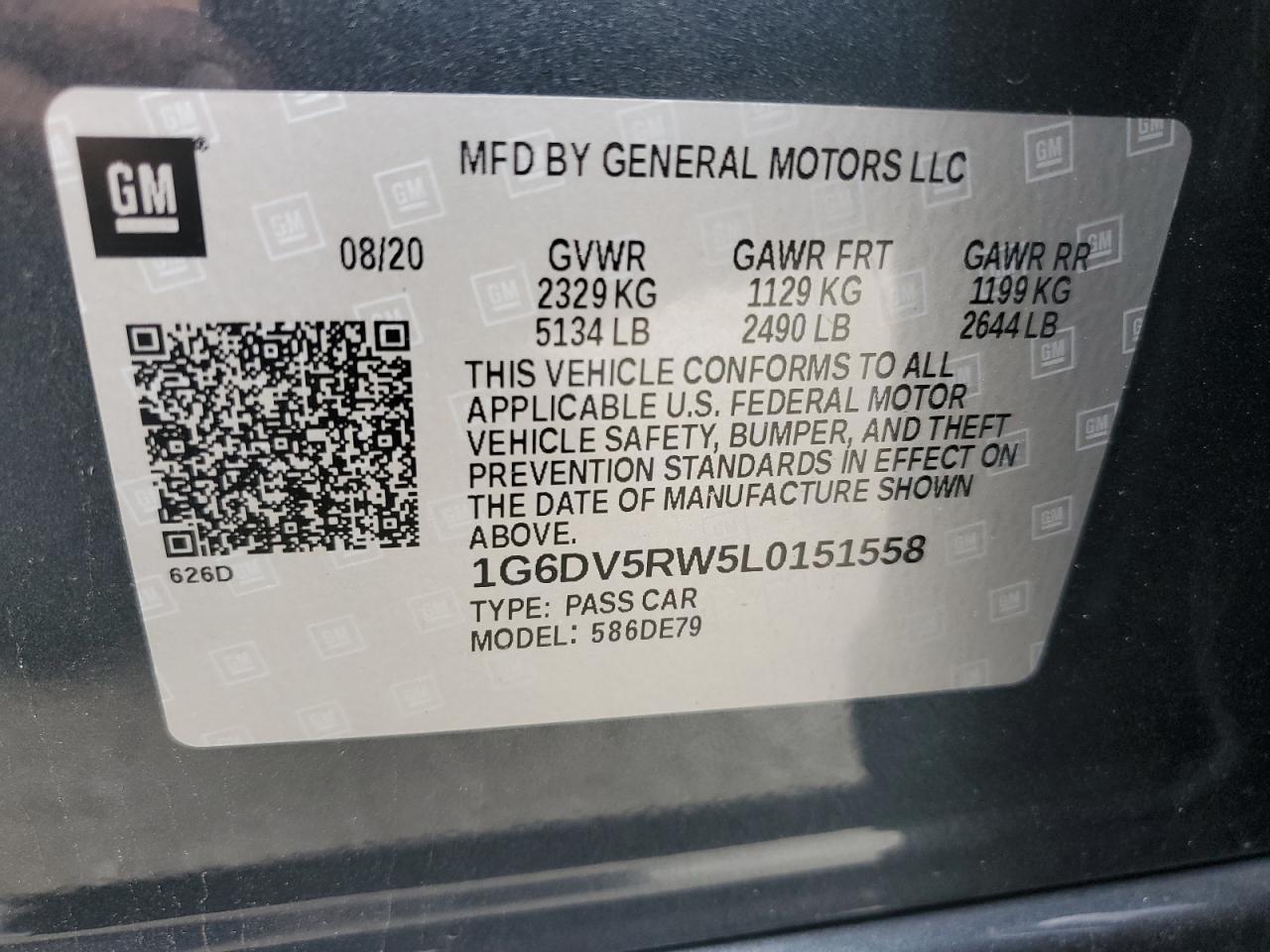 1G6DV5RW5L0151558 2020 Cadillac Ct5-V