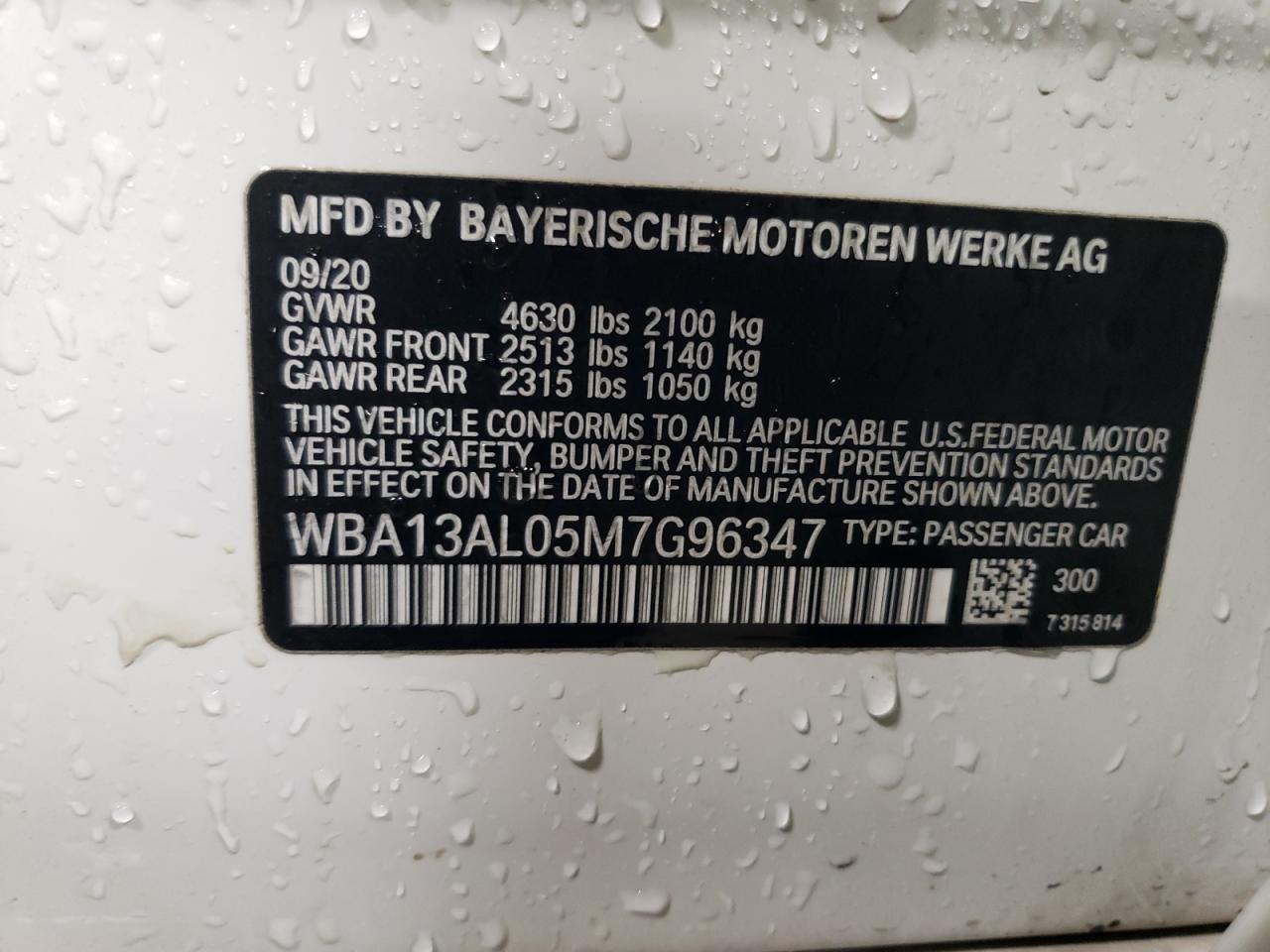 2021 BMW M235Xi VIN: WBA13AL05M7G96347 Lot: 42348705