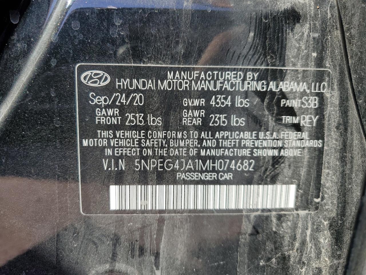 5NPEG4JA1MH074682 2021 Hyundai Sonata Se