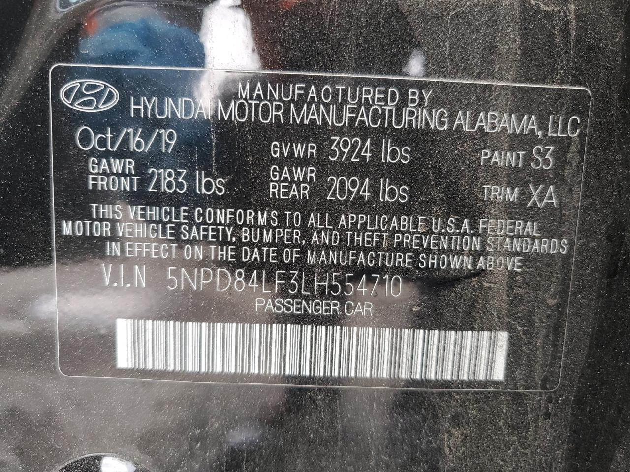 2020 Hyundai Elantra Sel VIN: 5NPD84LF3LH554710 Lot: 48485795