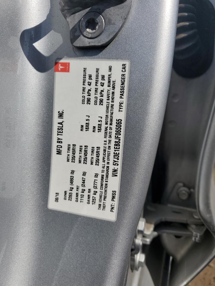 5YJ3E1EB8JF065065 2018 Tesla Model 3