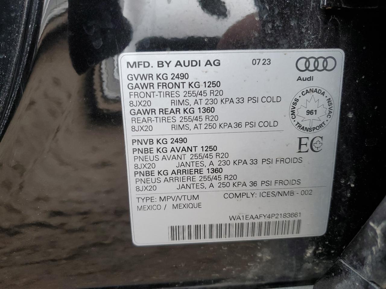 2023 Audi Q5 Premium Plus 45 VIN: WA1EAAFY4P2183661 Lot: 48610815