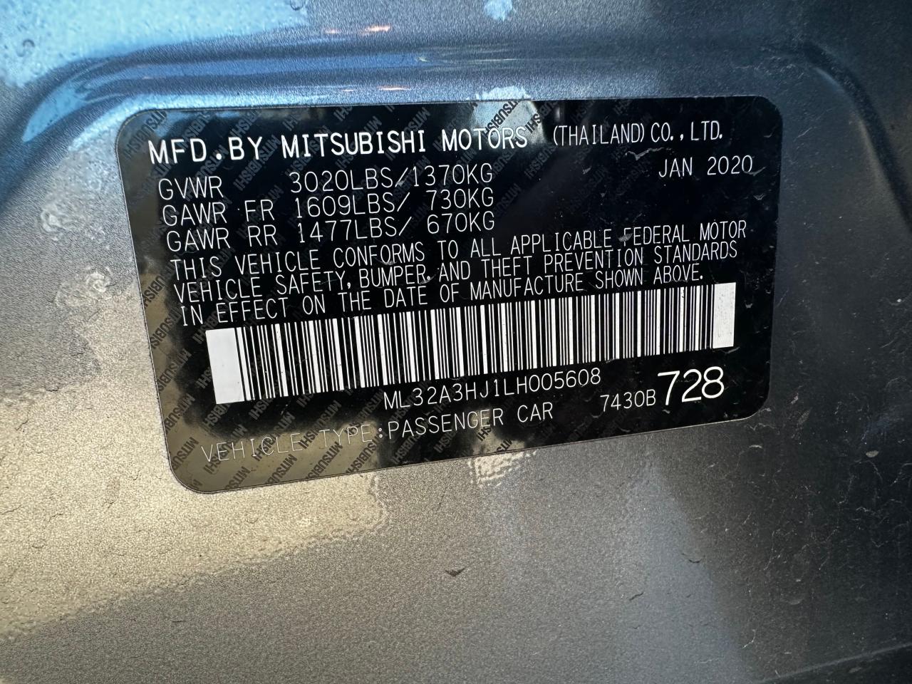 2020 Mitsubishi Mirage Es VIN: ML32A3HJ1LH005608 Lot: 49126185