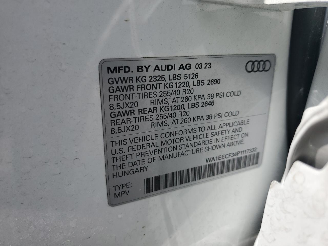 2023 Audi Q3 Premium Plus S Line 45 VIN: WA1EECF34P1117332 Lot: 48113195