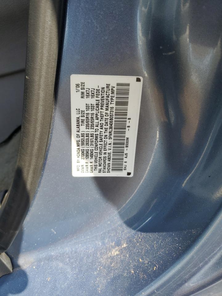 5FNRL38406B057316 2006 Honda Odyssey Ex