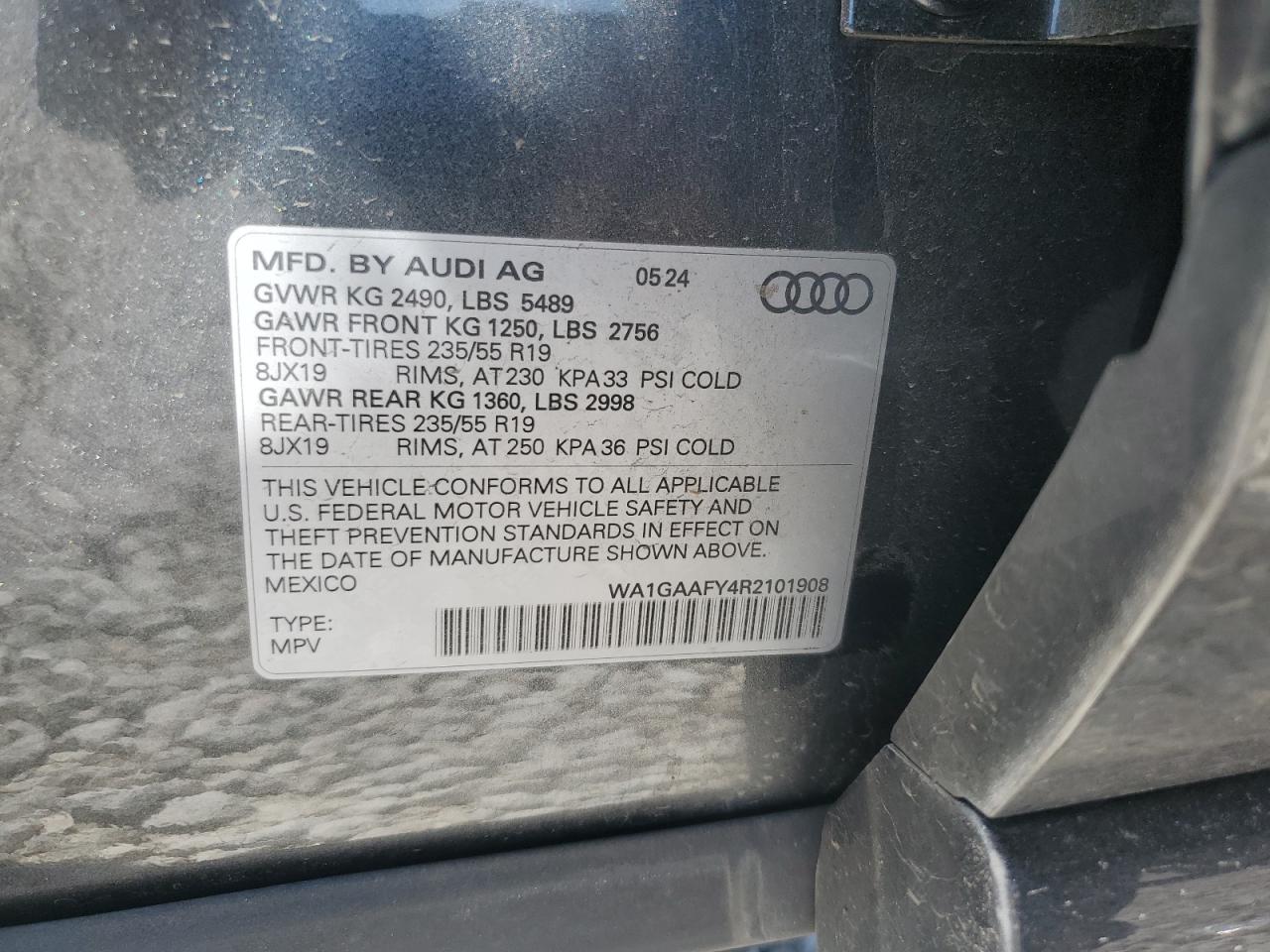 2024 Audi Q5 Premium 45 VIN: WA1GAAFY4R2101908 Lot: 48776875