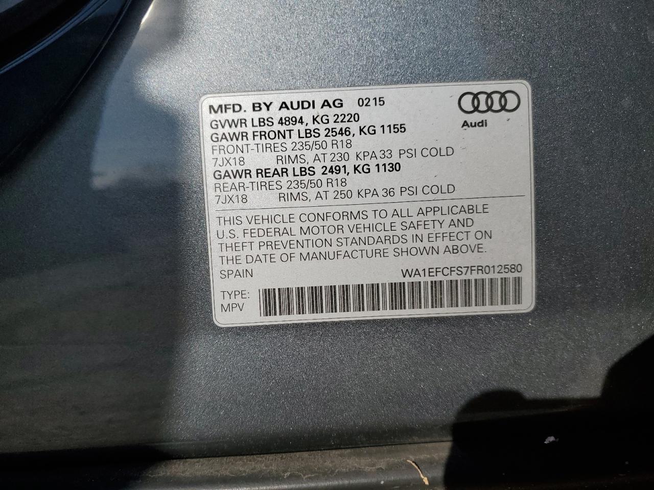 WA1EFCFS7FR012580 2015 Audi Q3 Premium Plus