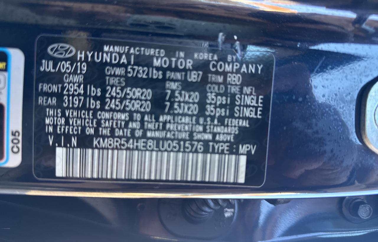 2020 Hyundai Palisade Limited VIN: KM8R54HE8LU051576 Lot: 48864315