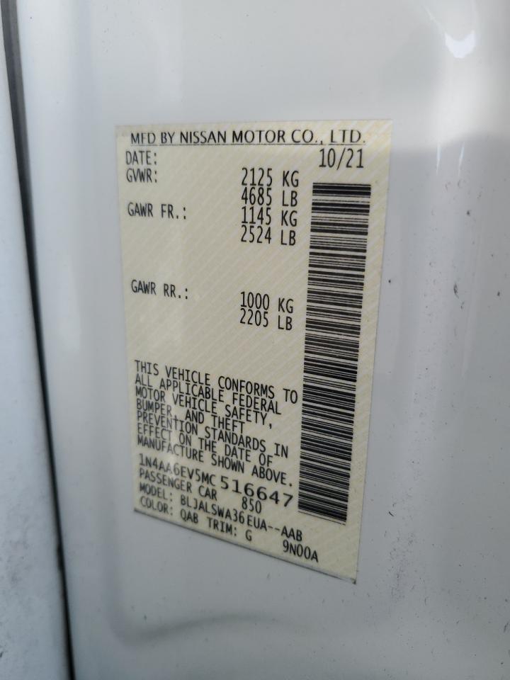 1N4AA6EV5MC516647 2021 Nissan Maxima Sr