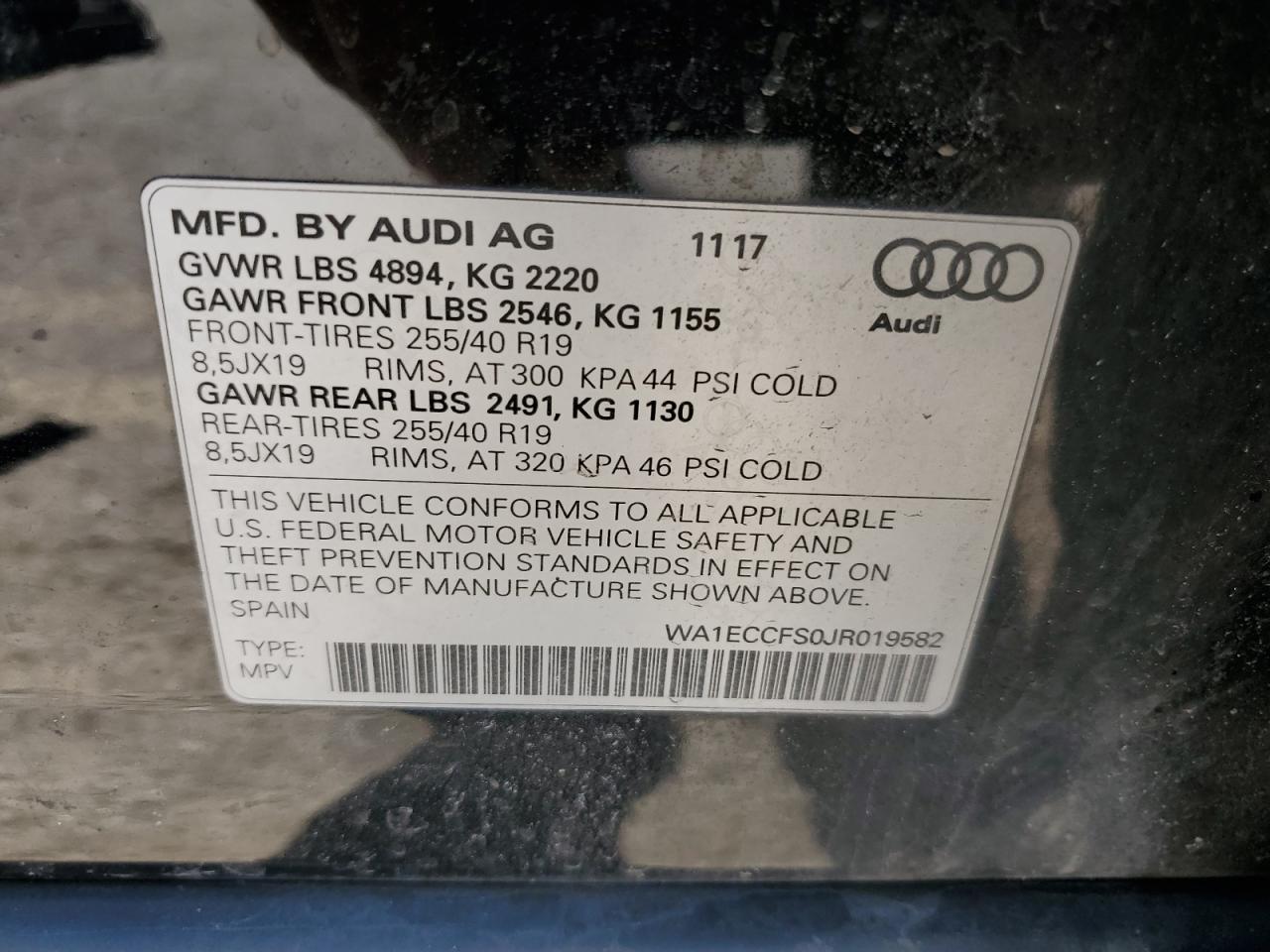 2018 Audi Q3 Premium VIN: WA1ECCFS0JR019582 Lot: 48471065