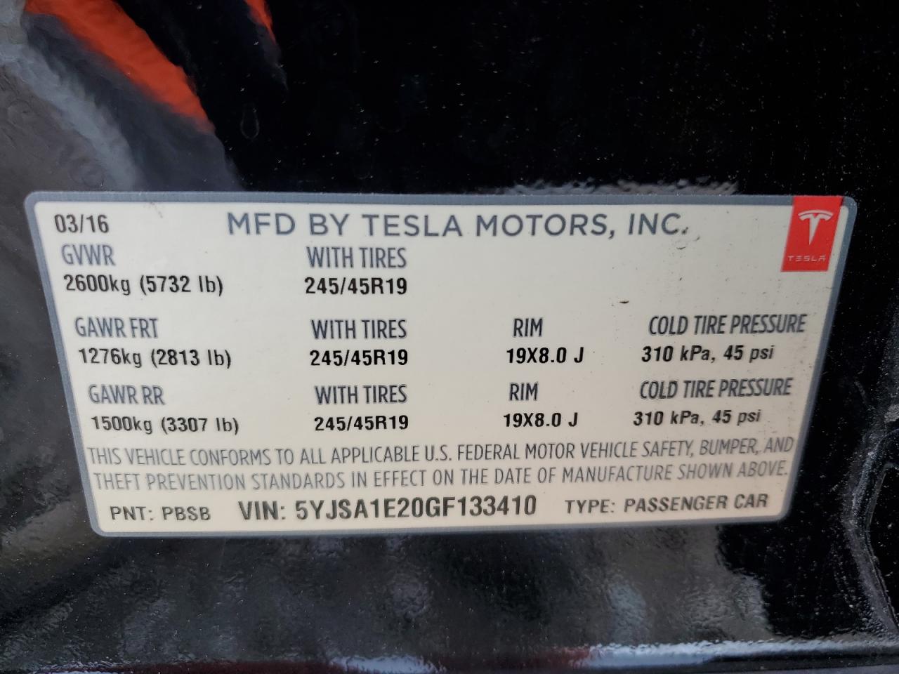 5YJSA1E20GF133410 2016 Tesla Model S