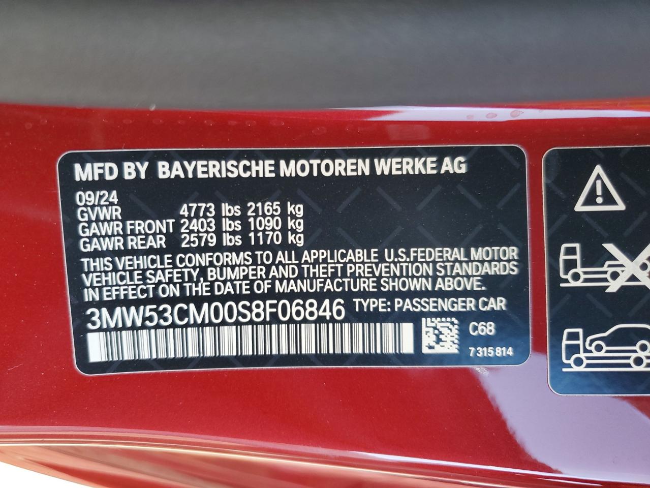 2025 BMW M240Xi VIN: 3MW53CM00S8F06846 Lot: 47293305