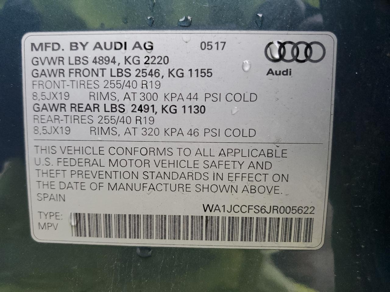 2018 Audi Q3 Premium Plus VIN: WA1JCCFS6JR005622 Lot: 48401385