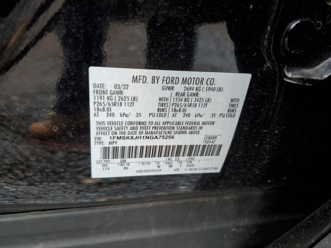 2022 Ford Explorer Timberline VIN: 1FMSK8JH1NGA75256 Lot: 47880845