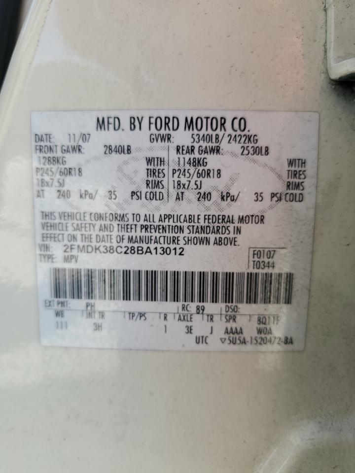 2FMDK38C28BA13012 2008 Ford Edge Sel