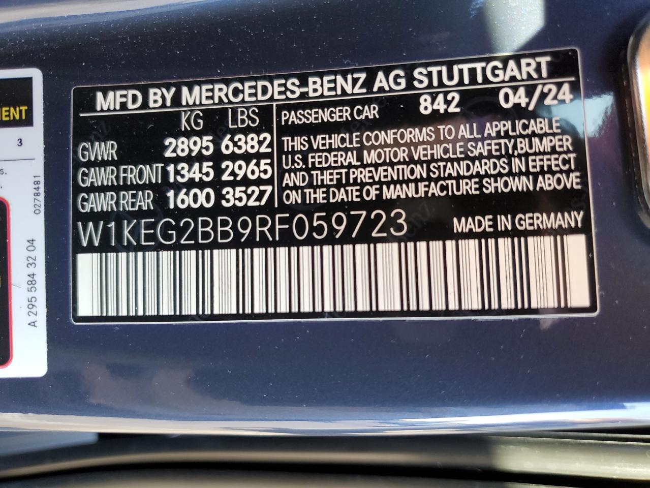 2024 Mercedes-Benz Eqe Sedan 350+ VIN: W1KEG2BB9RF059723 Lot: 75698164