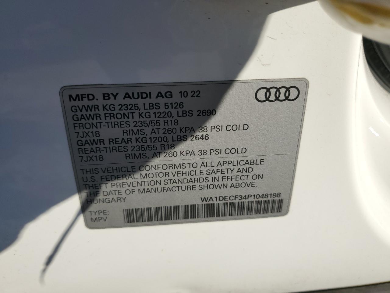 2023 Audi Q3 Premium S Line 45 VIN: WA1DECF34P1048198 Lot: 81296204