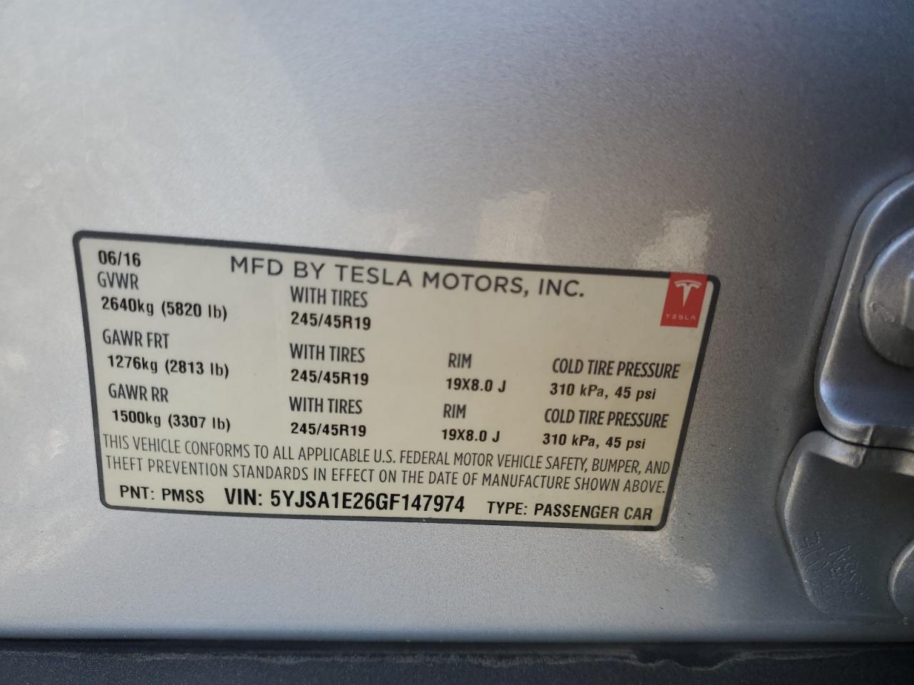 5YJSA1E26GF147974 2016 Tesla Model S