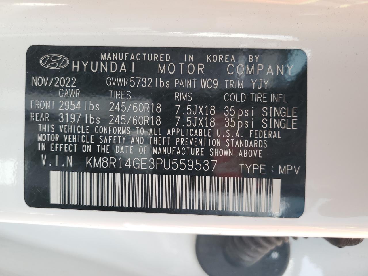 2023 Hyundai Palisade Se VIN: KM8R14GE3PU559537 Lot: 85324064